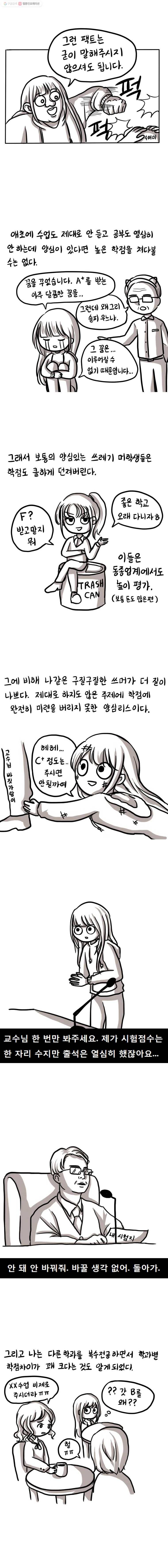 쓰레기 머학생 75화 학점 나오는 만화 2